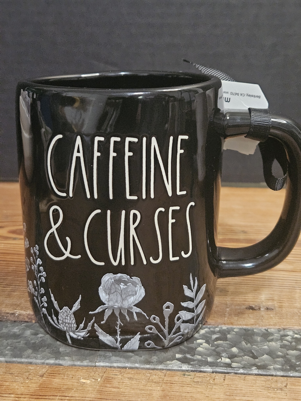 Rae Dunn Black 'Caffeine & Curses' Ceramic Coffee Mug
